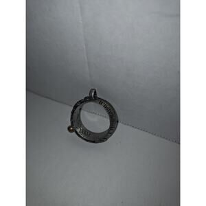 Antique Carpe Diem Seize The Day Leaf Motif Sundial Ring Pendant Pewter Bronze